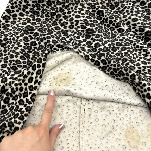 Vintage 90s Pandora Casuals Fuzzy Leopard Print Mini Skirt L 25x15" Made in USA - Picture 6 of 13